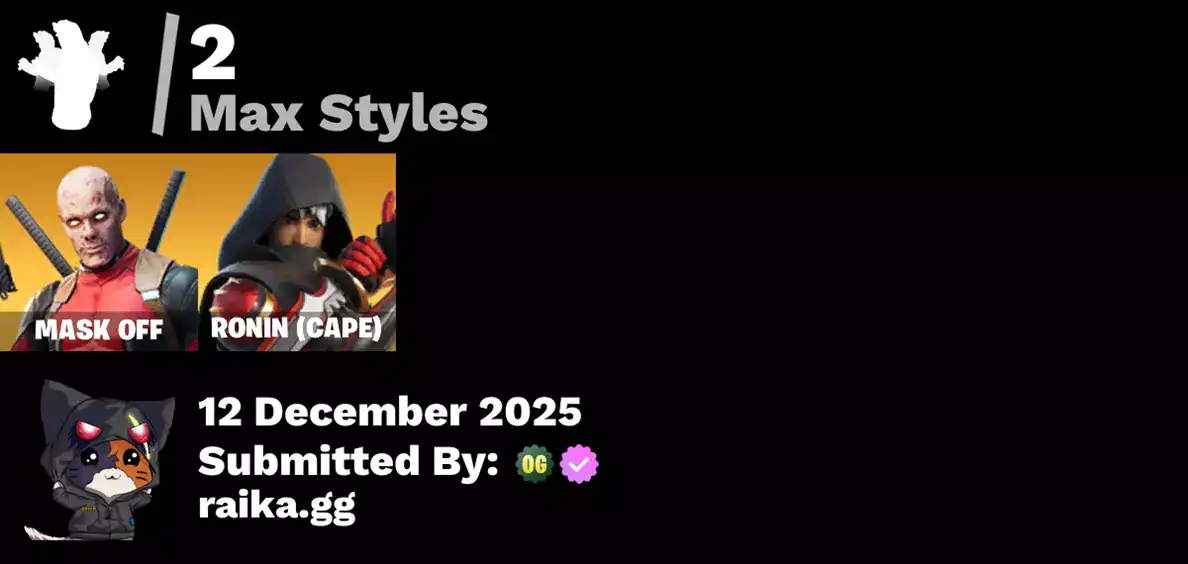 Fortnite skins featuring Ronin, Maya, Midas, Deadpool, and Polar Peely.