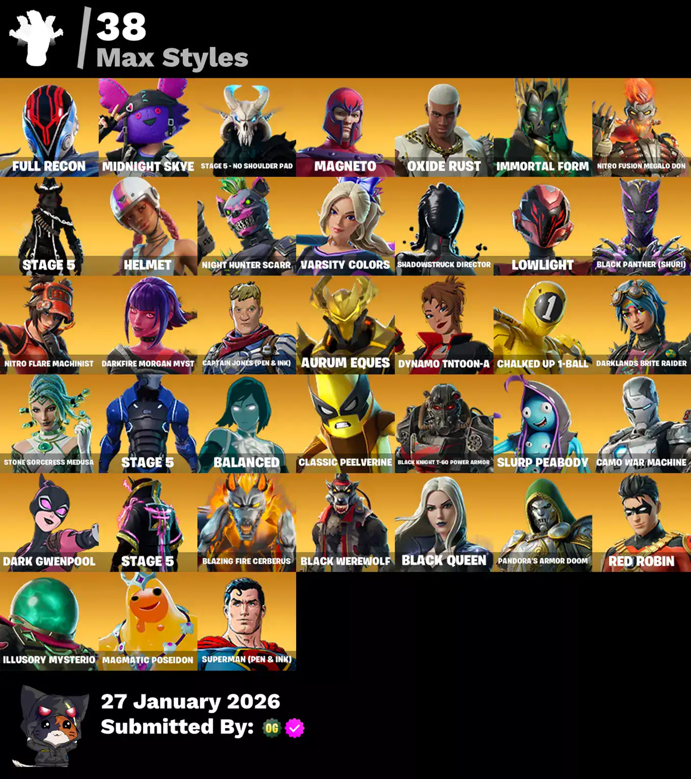 Fortnite account with 151 skins, including OG styles like Blue Squire, Raven, and Goku. Perfect for.