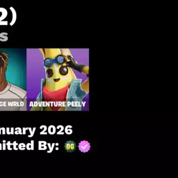 Fortnite skins including Blue Squire, Slayer Juice WRLD, Adventure Peely, and more.