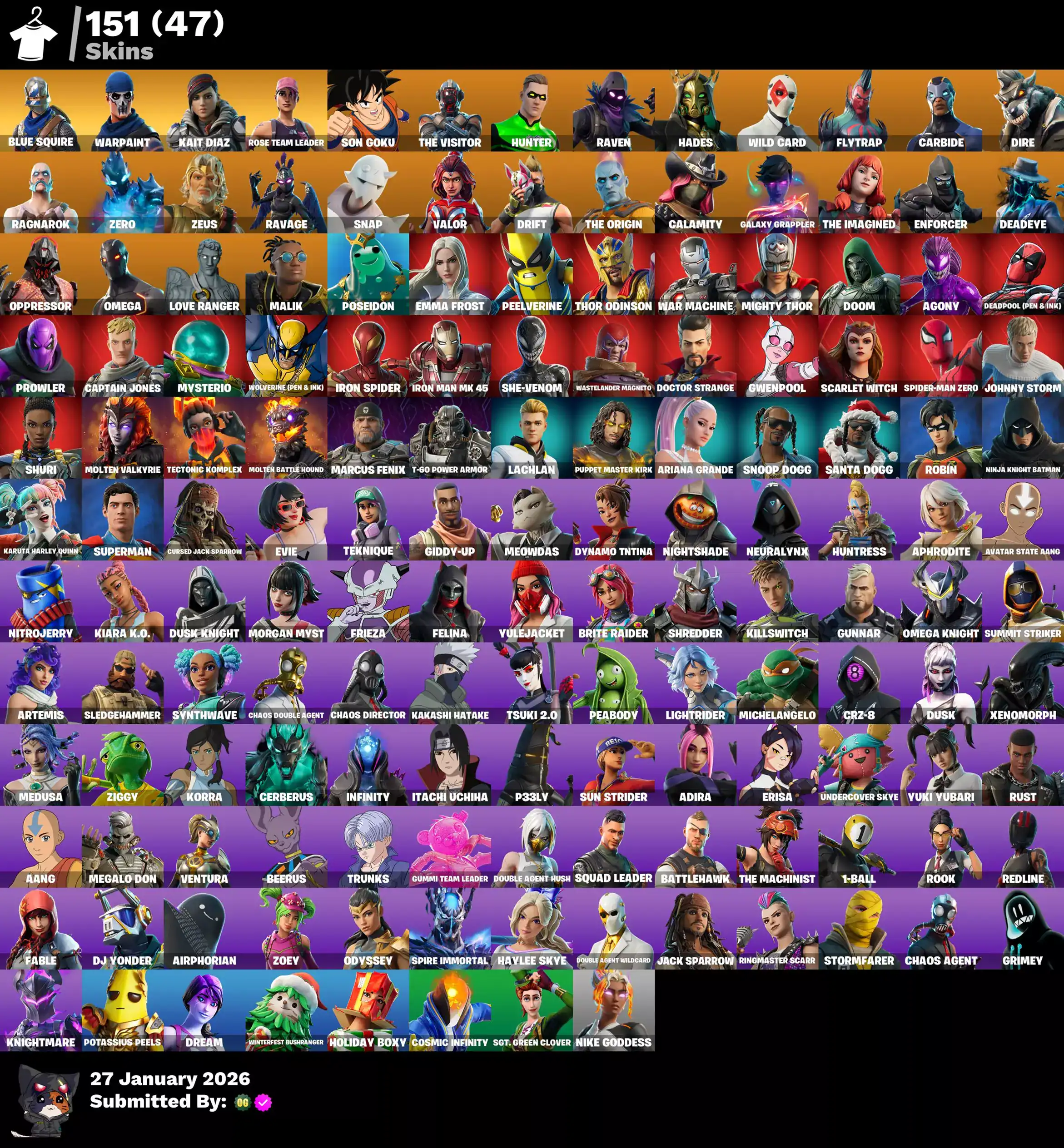 Quality Fortnite skins including OG, Goku, Raven, and others for gaming enthusiasts. Perfect for For.