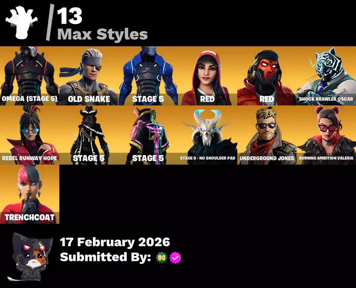 Fortnite skins including Omega, Reaper, Blue Squire, Elite Agent, and more. Exclusive skins with sta.