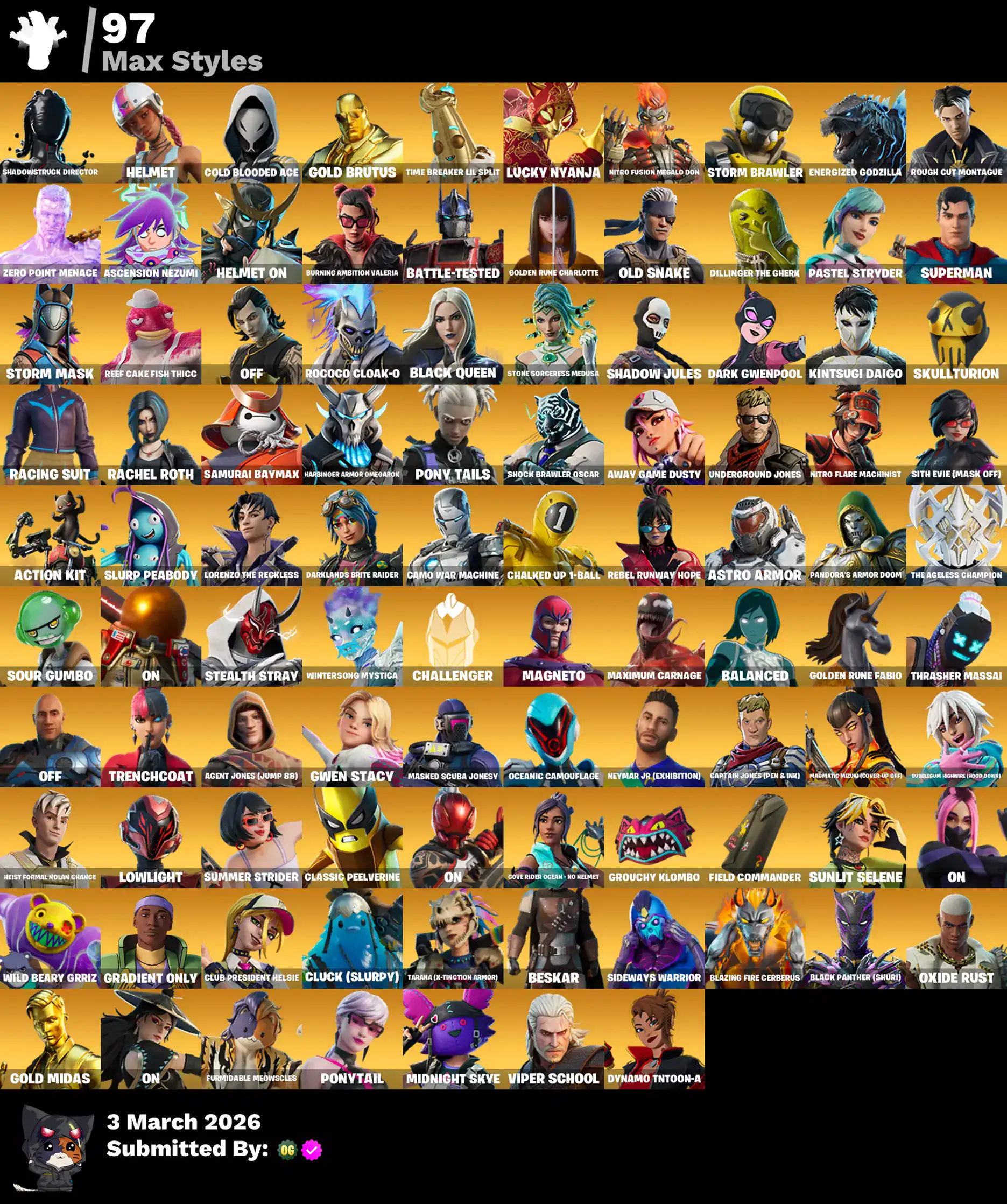 Fortnite account styles with max. customization options.