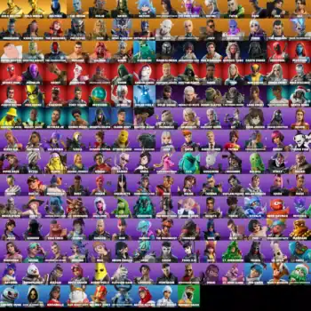 Fortnite account with multiple skins and characters.